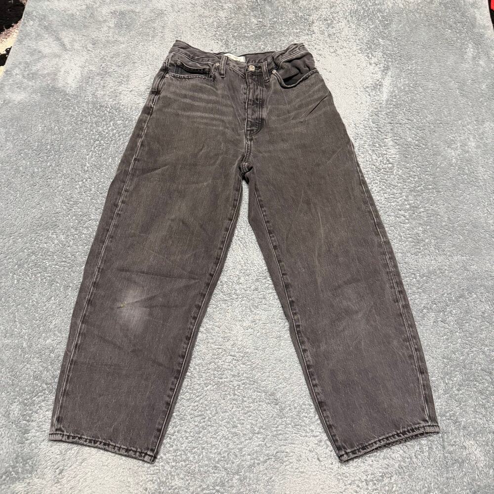 Madewell Jeans Womens 27 (29x25) Balloon Barrel Faded Black Baggy Cropped